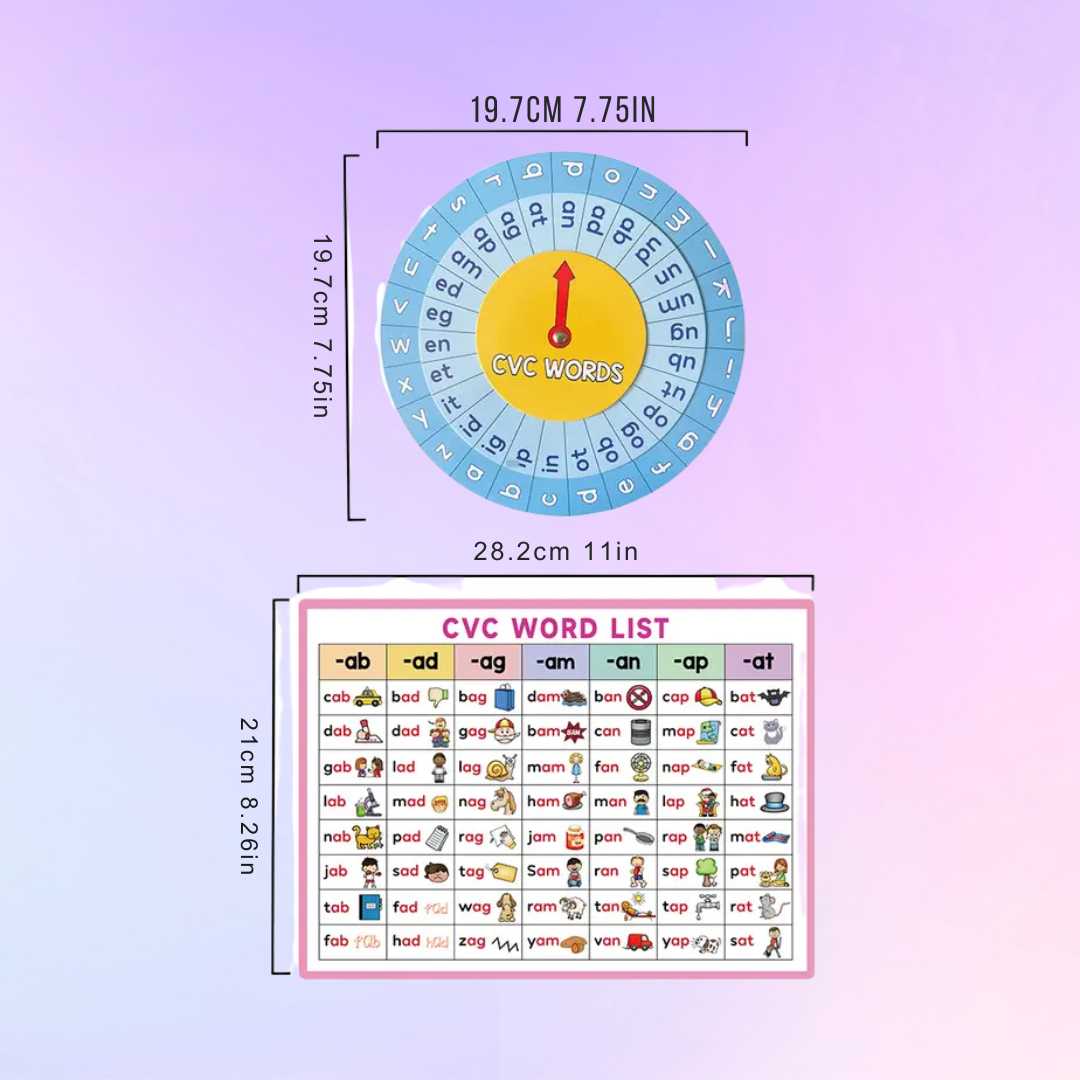 SkillSpinners – CVC & Times Tables Combo (with charts & free Marker)