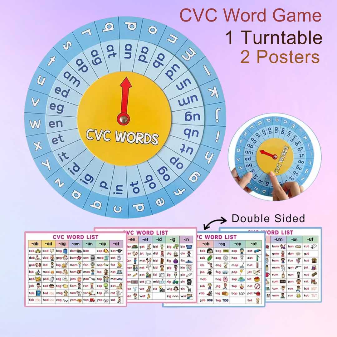 SkillSpinners – CVC & Times Tables Combo (with charts & free Marker)