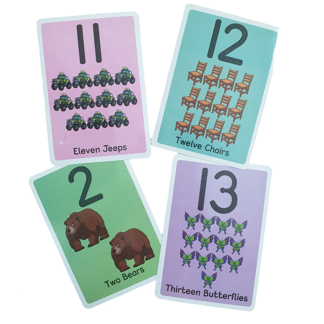 Math Jumbo Flash Cards (24 cards Number & shapes with free Marker) for Age 3+