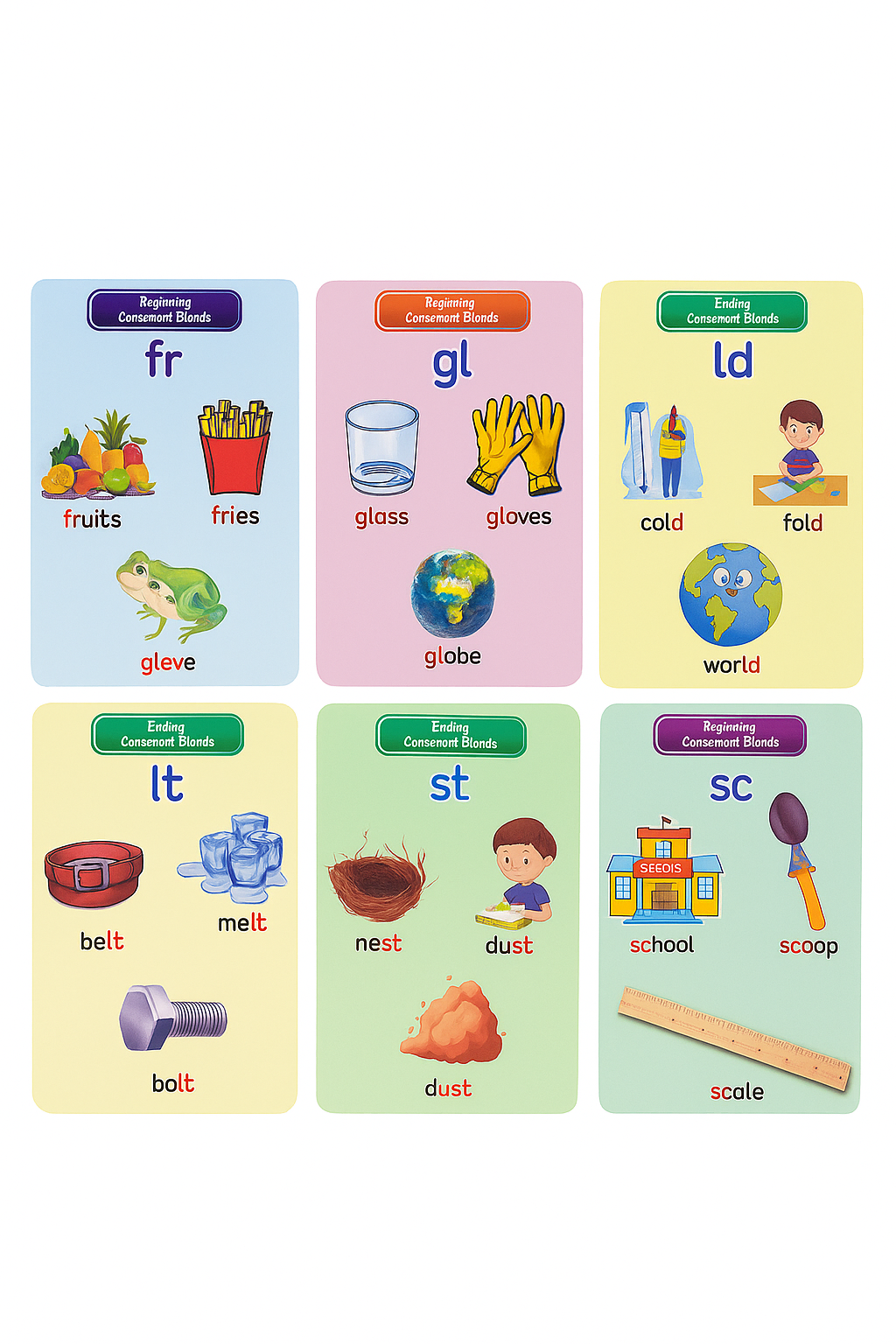 4-in-1 Phonics Mastery Bundle(1000 Phonics,Read & Master Phonics,Advance Phonics Consonants Flash Cards & Cvc word clock plus Free multiplication clock plus Chart)